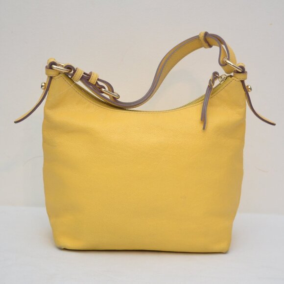Dooney & Bourke Pebble Leather Pale Yellow Small Zipper Pocket Sac Handbag Purse - Picture 4 of 9